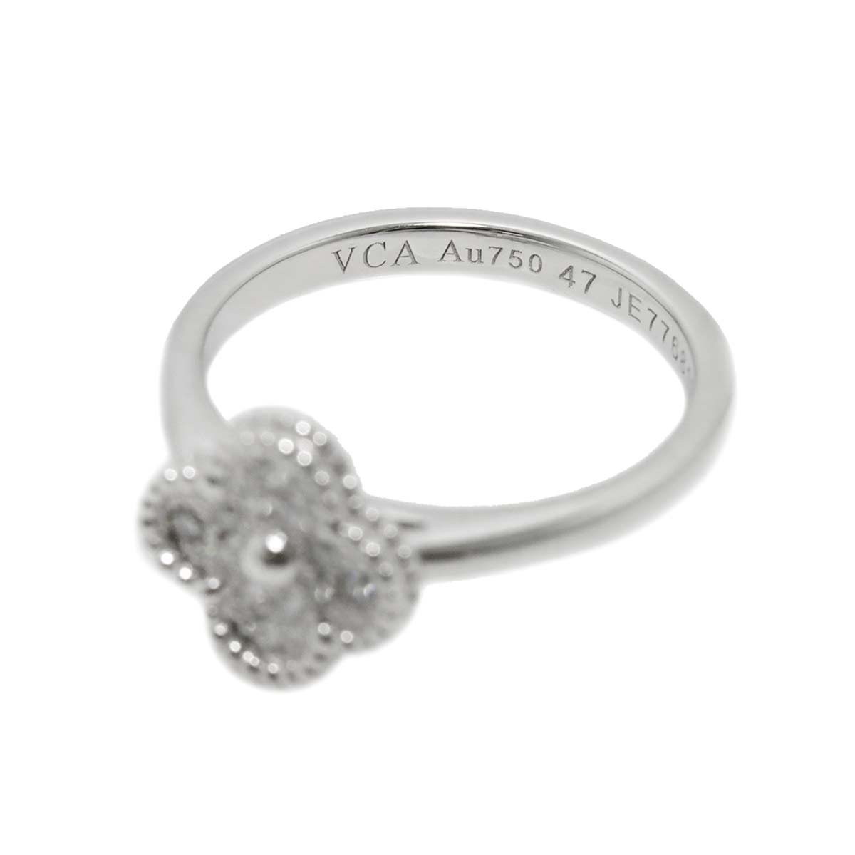 Sweet Alhambra Diamond Ring 18K WG 750 size47 4(US)