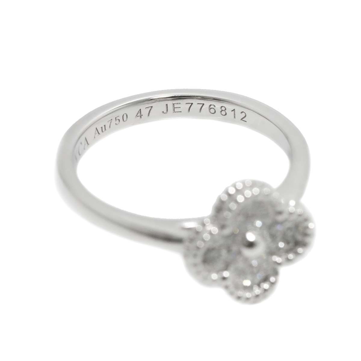 Sweet Alhambra Diamond Ring 18K WG 750 size47 4(US)