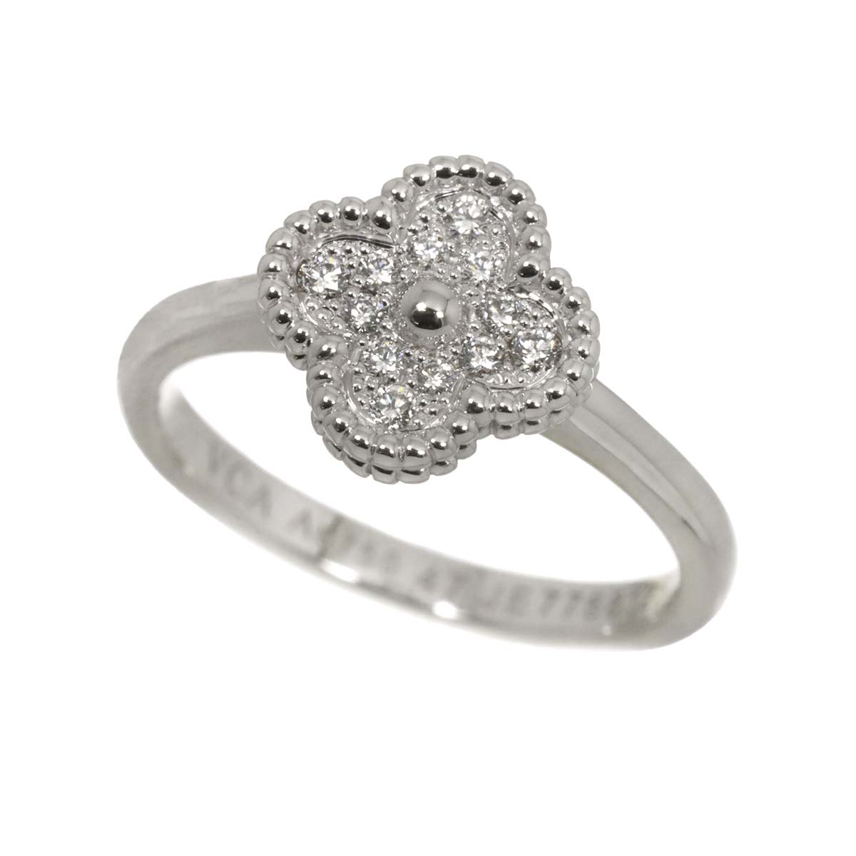 Sweet Alhambra Diamond Ring 18K WG 750 size47 4(US)