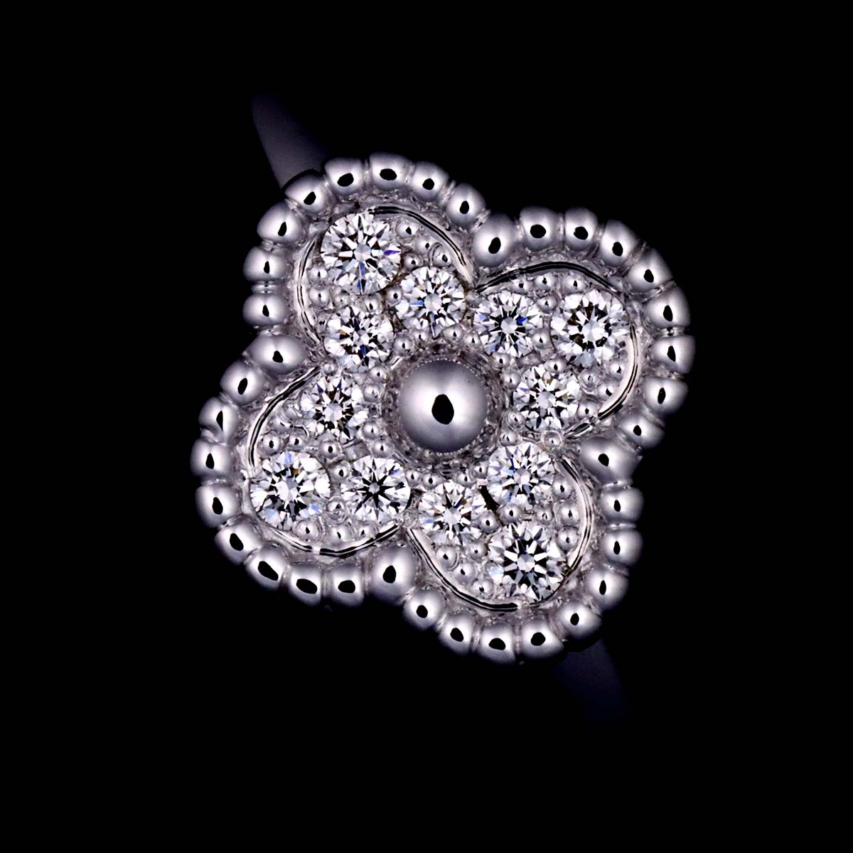 Sweet Alhambra Diamond Ring 18K WG 750 size47 4(US)