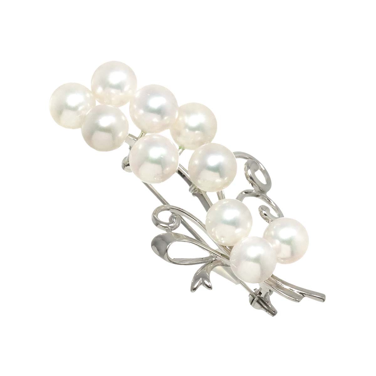 Akoya Pearl 8.3-7.8mm Brooch 18K White Gold 750