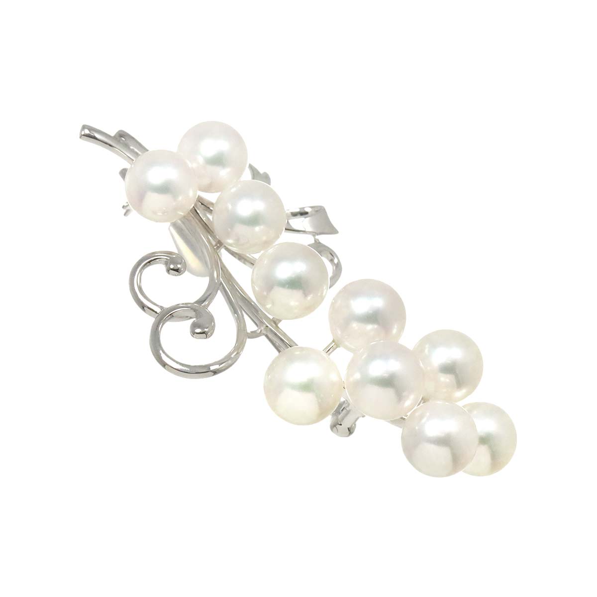 Akoya Pearl 8.3-7.8mm Brooch 18K White Gold 750