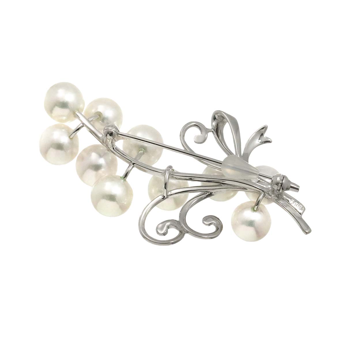 Akoya Pearl 8.3-7.8mm Brooch 18K White Gold 750