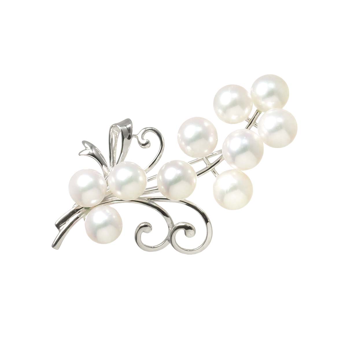 Akoya Pearl 8.3-7.8mm Brooch 18K White Gold 750