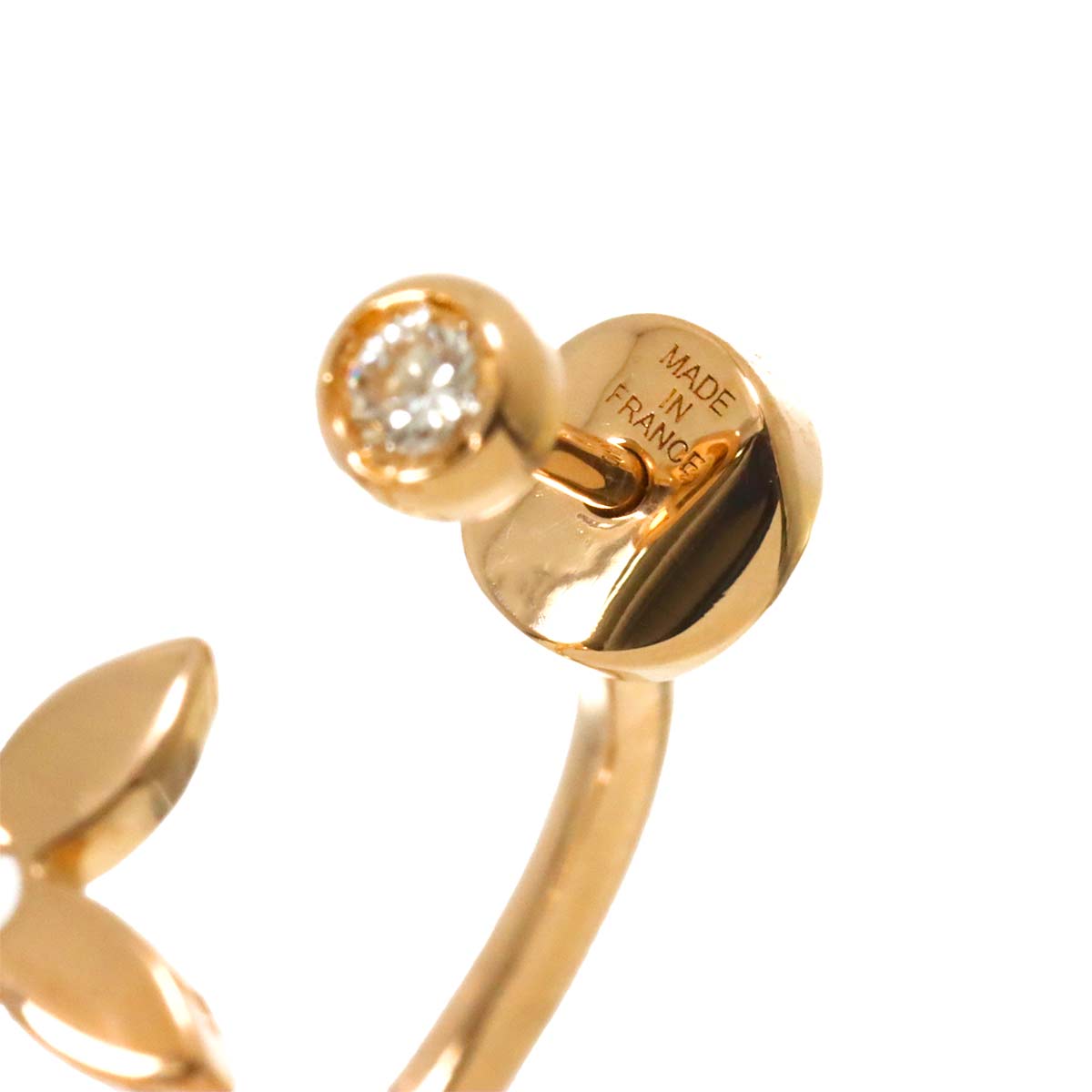 Flower Diamond Earrings Pierced 18K PG 750