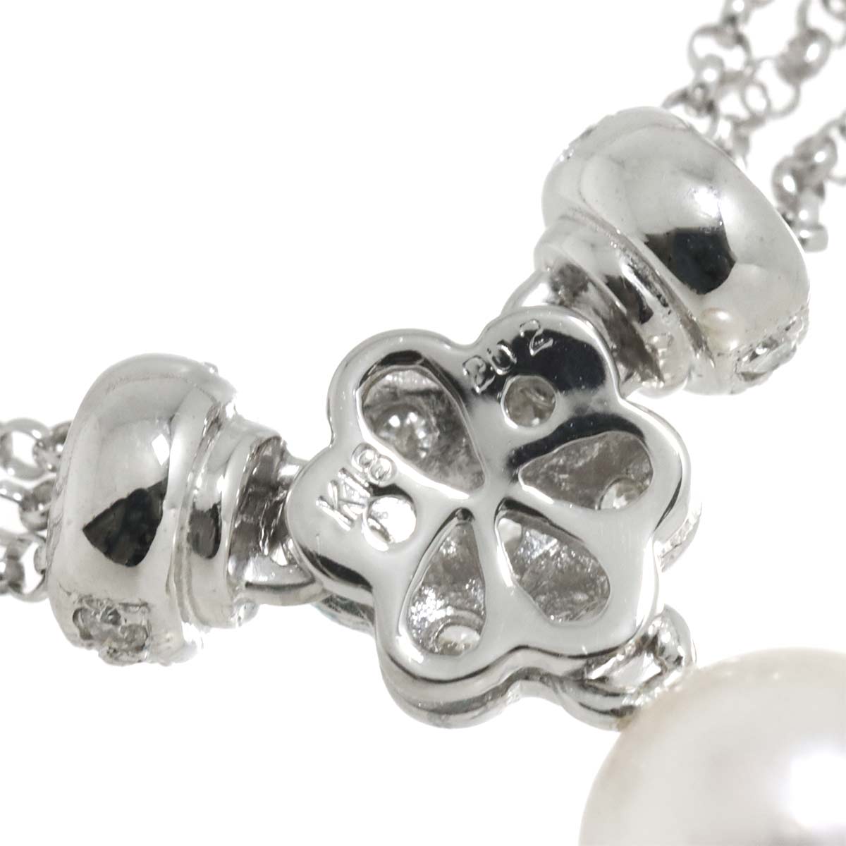 Akoya Pearl 7.3mm Diamond 2.02ct Necklace 18K K18 WG White Gold 750