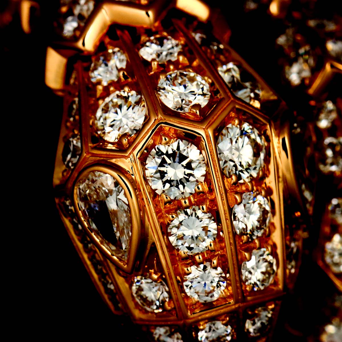 Serpenti Viper Diamond Ring 18K PG 750 sizeML 7.5(US)