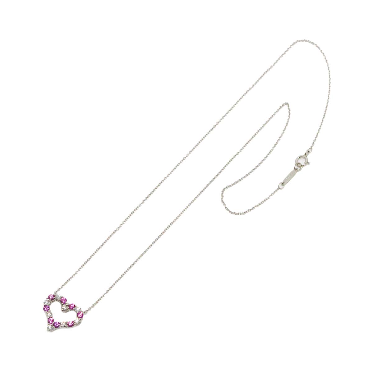Sentimental Heart Sapphire Diamond Necklace Platinum