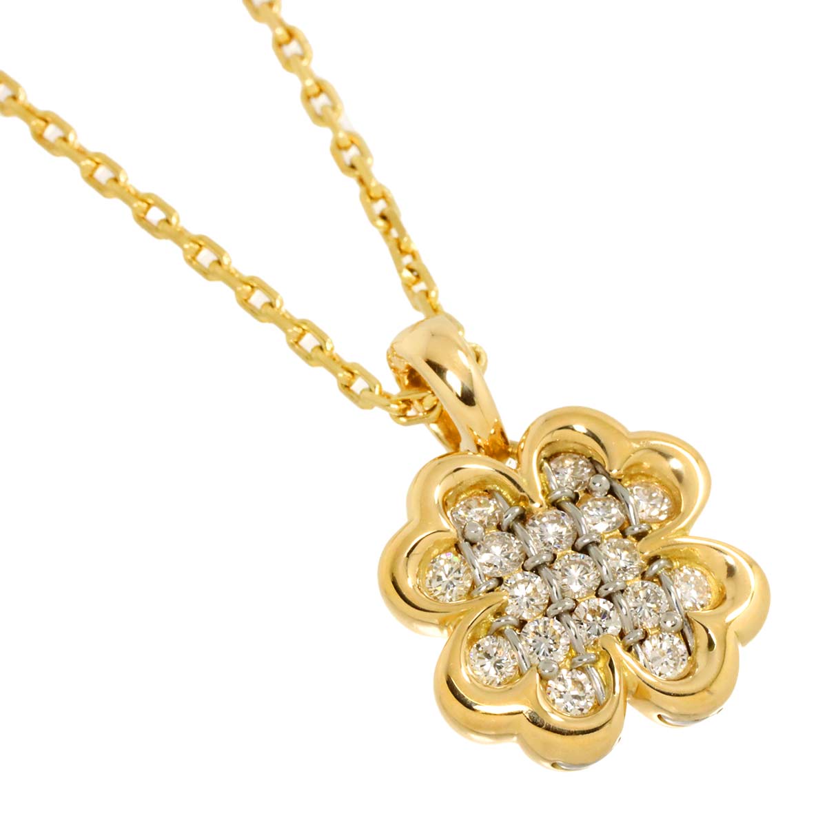 Diamond Necklace 18K Yellow White Gold 750