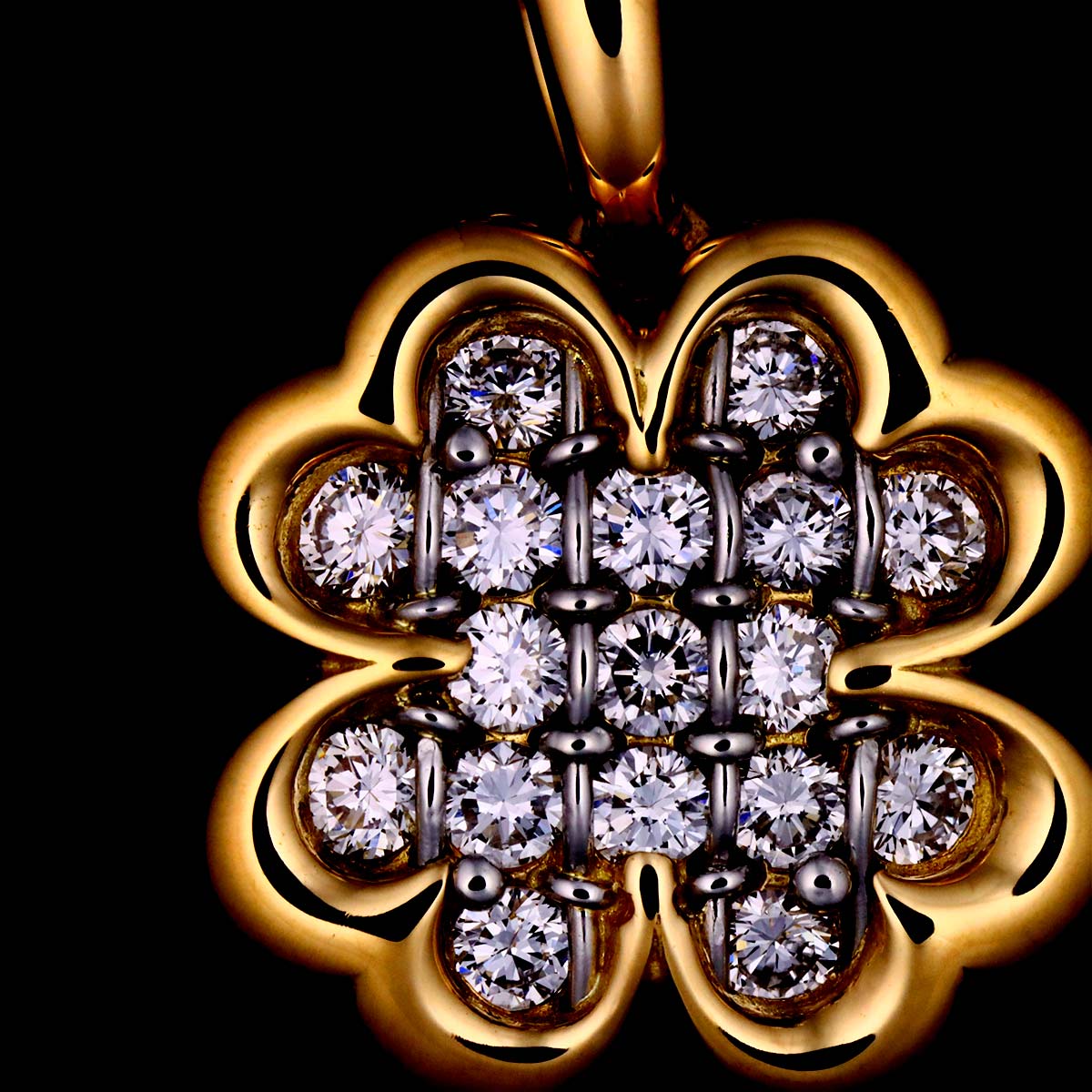 Diamond Necklace 18K Yellow White Gold 750