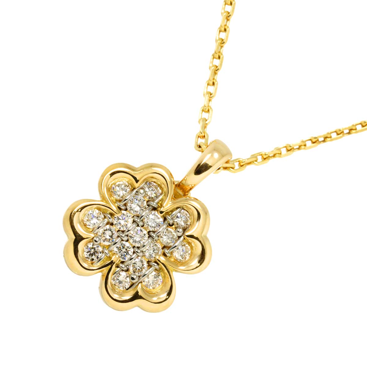 Diamond Necklace 18K Yellow White Gold 750