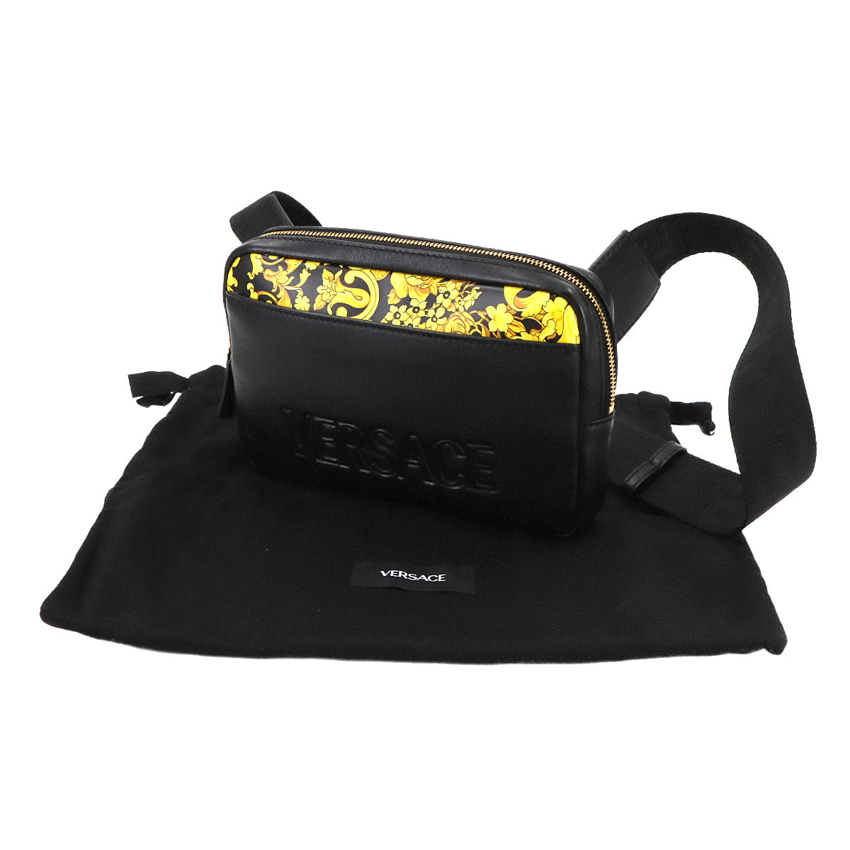 VERSACE Shoulder Bag Leather Black 1015546 Purse 90288211