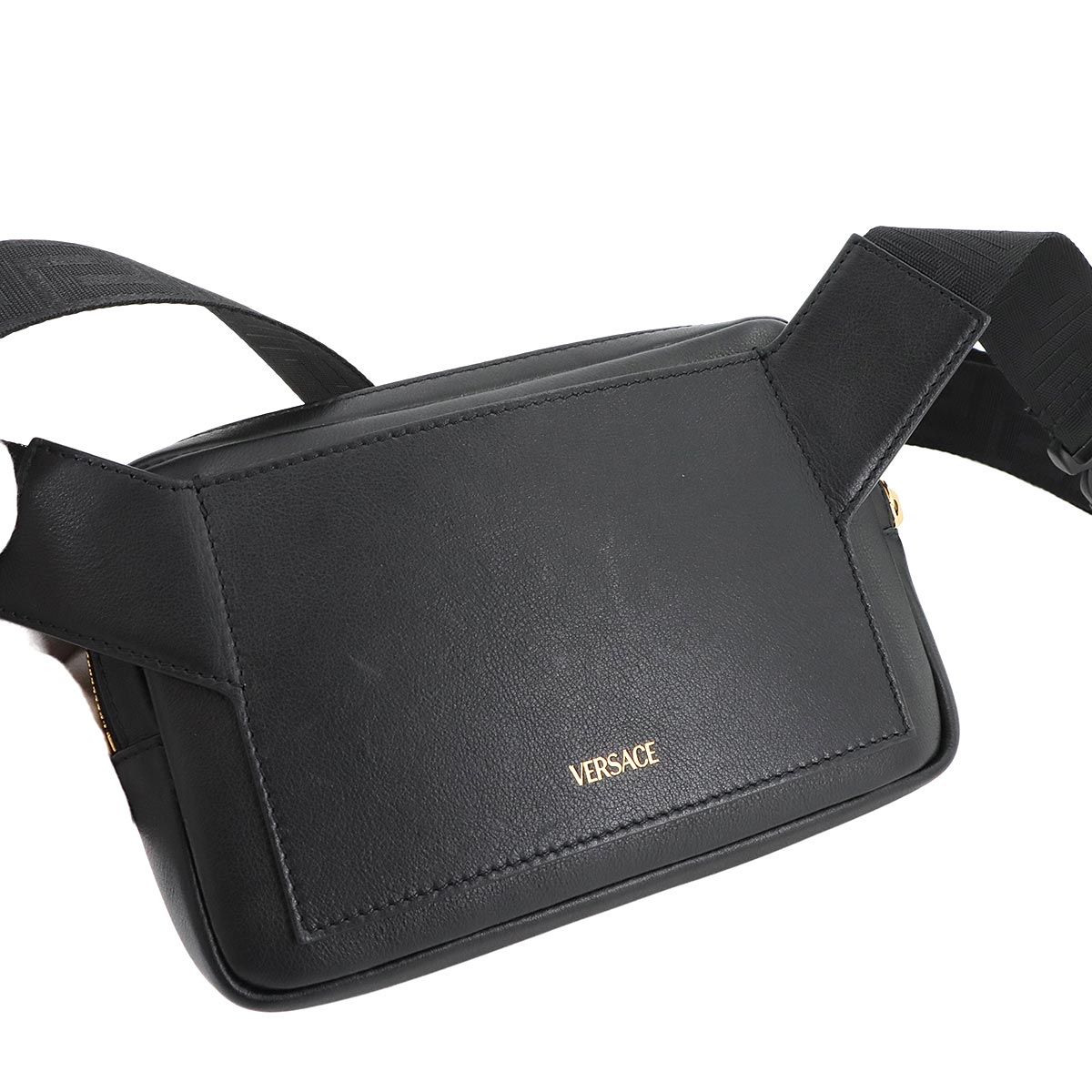 VERSACE Shoulder Bag Leather Black 1015546 Purse 90288211