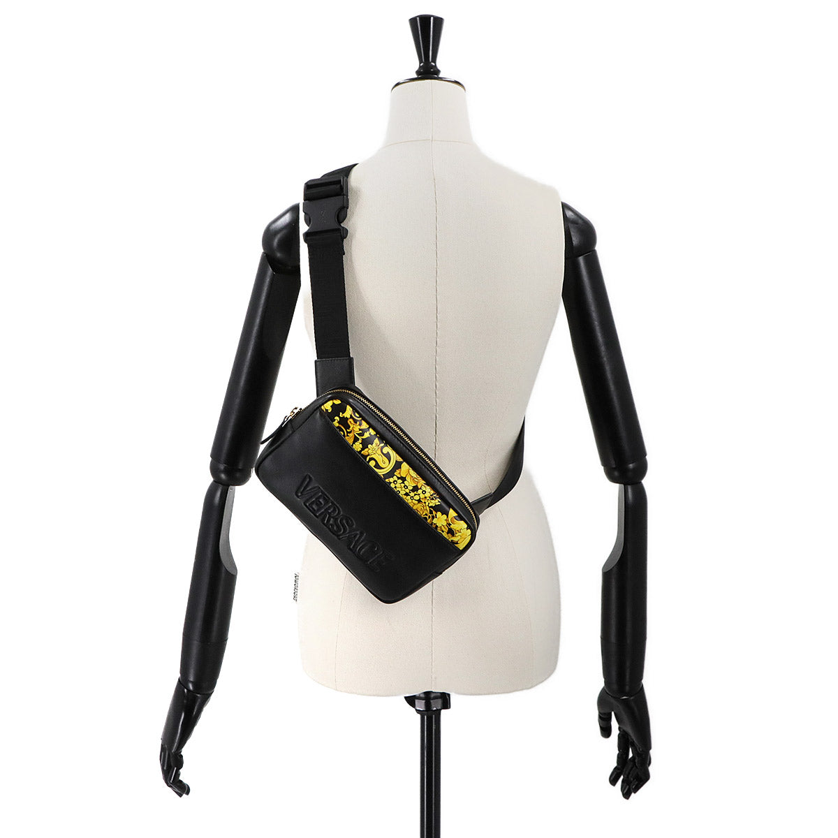 VERSACE Shoulder Bag Leather Black 1015546 Purse 90288211