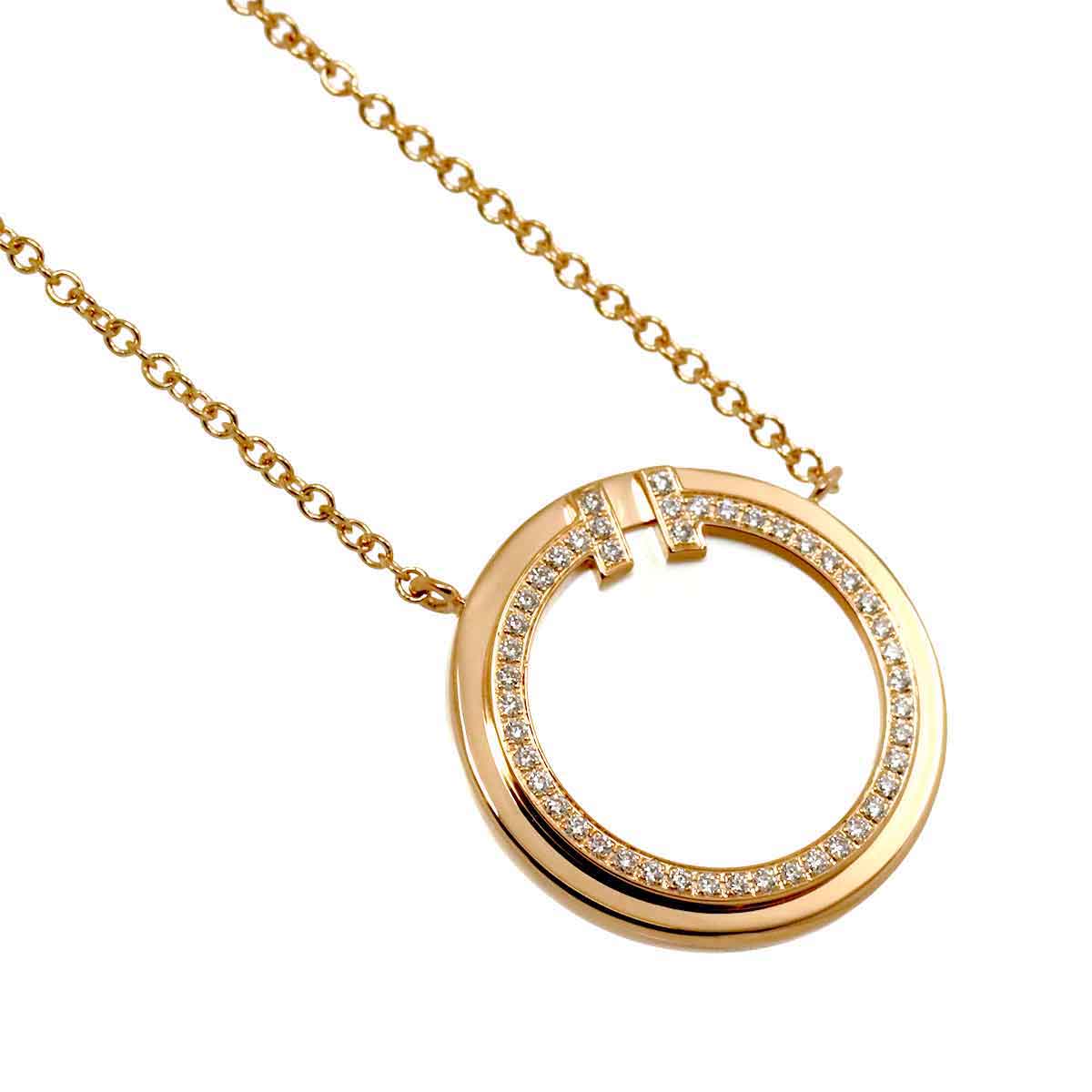 T circle Necklace Diamond Mother of Pearl MOP 18K PG 750