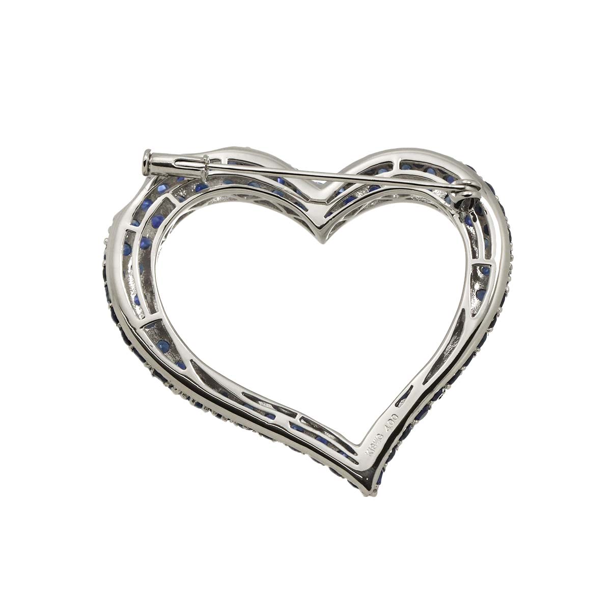 Sapphire 4.00ct Brooch 18K WG White Gold 750
