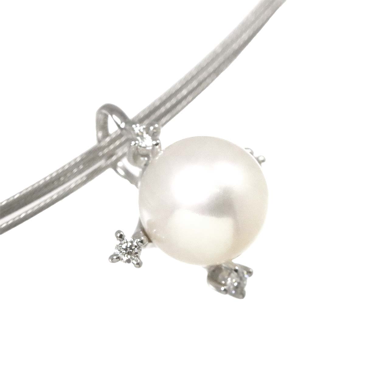 TASAKI Akoya Pearl Diamond 0.06ct Mother of Pearl Necklace 18K WG 750