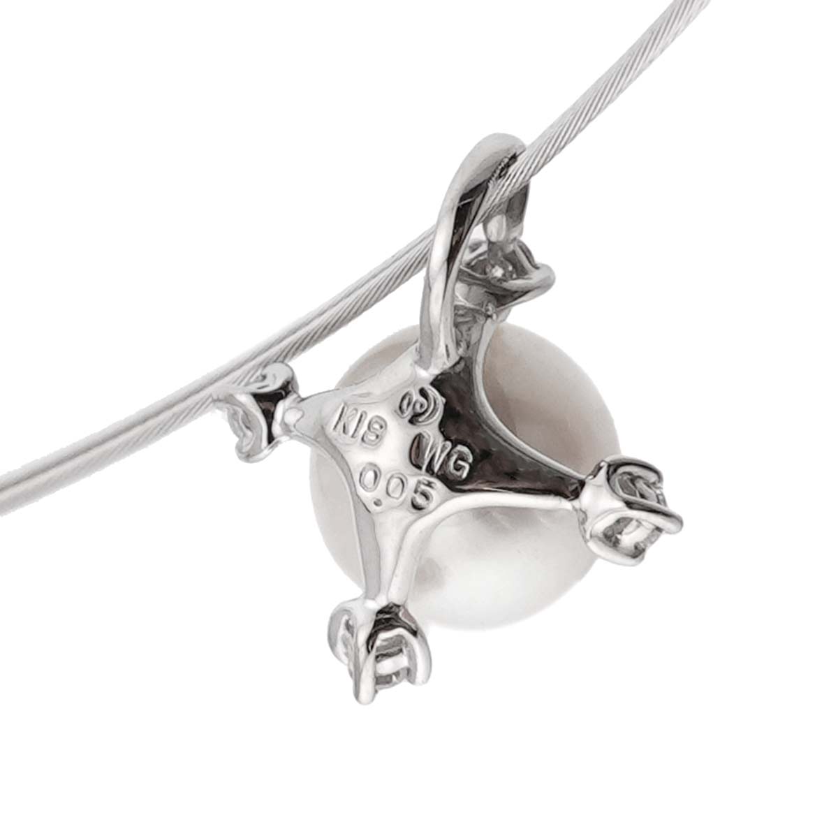 TASAKI Akoya Pearl Diamond 0.06ct Mother of Pearl Necklace 18K WG 750