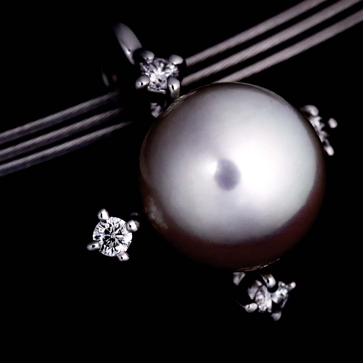 TASAKI Akoya Pearl Diamond 0.06ct Mother of Pearl Necklace 18K WG 750