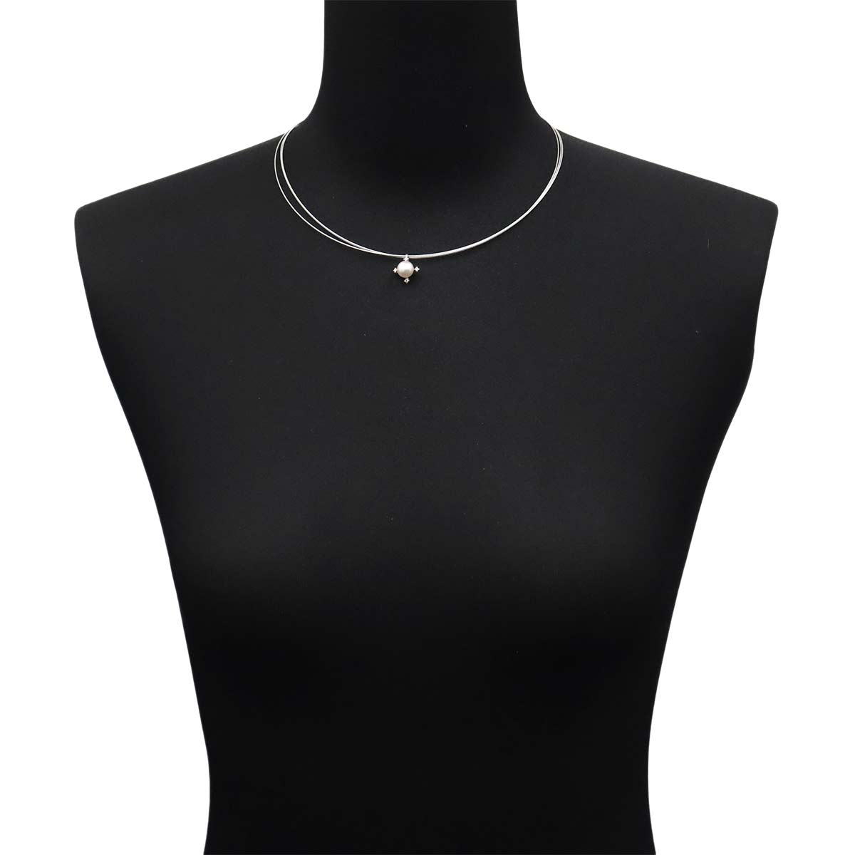 TASAKI Akoya Pearl Diamond 0.06ct Mother of Pearl Necklace 18K WG 750