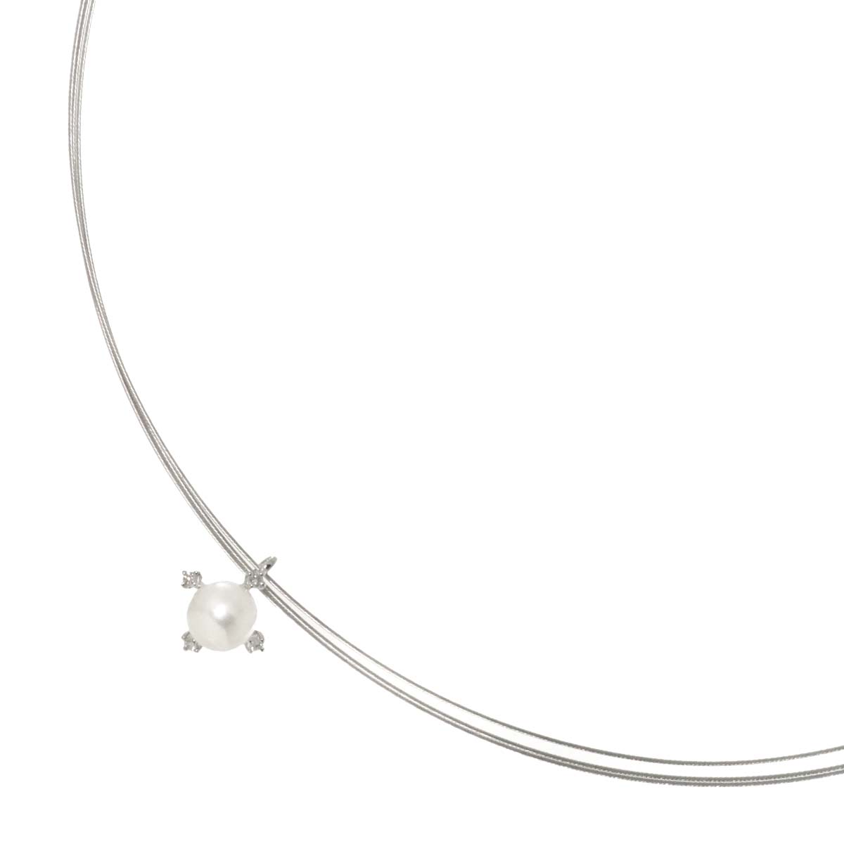 TASAKI Akoya Pearl Diamond 0.06ct Mother of Pearl Necklace 18K WG 750