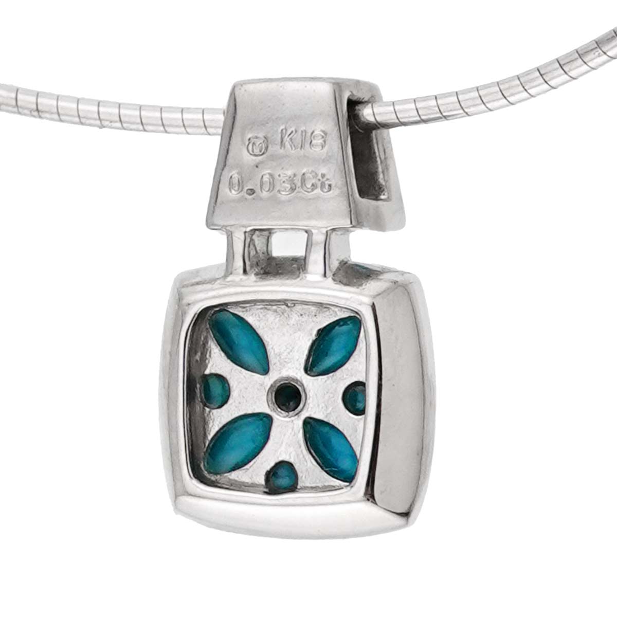 Turquoise Diamond 0.03ct Necklace 18K WG 750