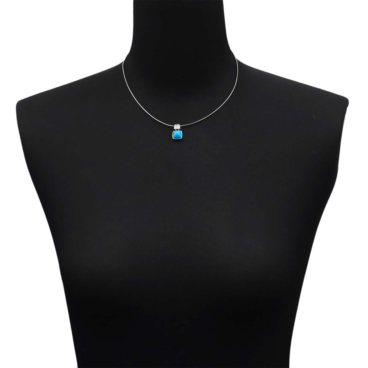 Turquoise Diamond 0.03ct Necklace 18K WG 750