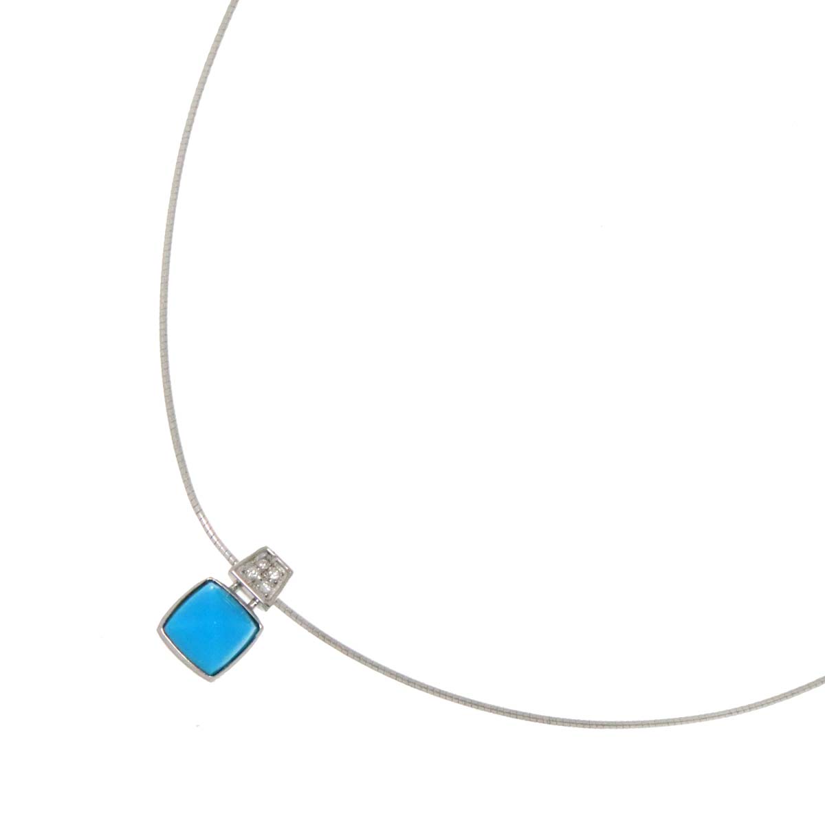Turquoise Diamond 0.03ct Necklace 18K WG 750