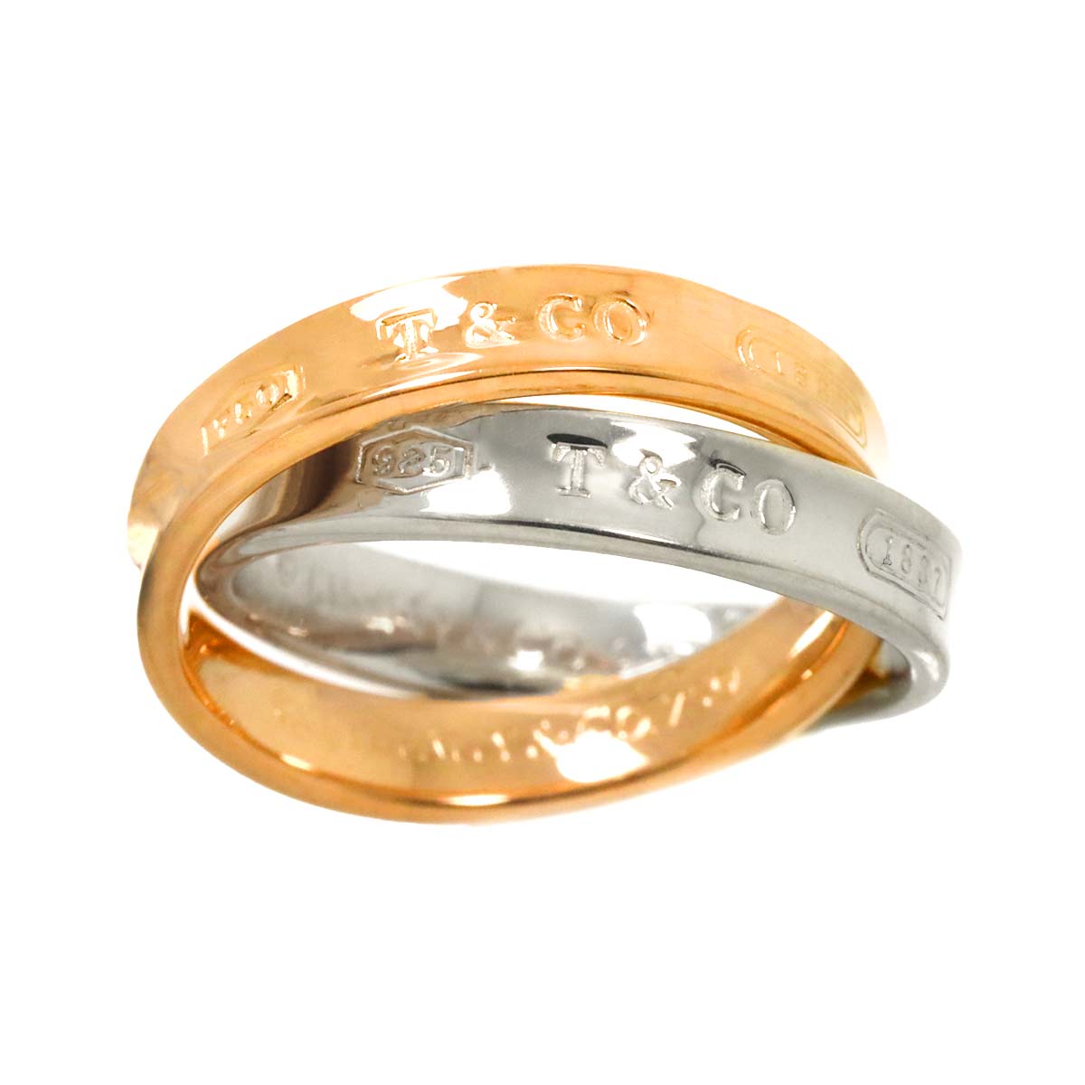 Interlocking Ring 18K PG 750 Silver 925 size3.75-4(US)