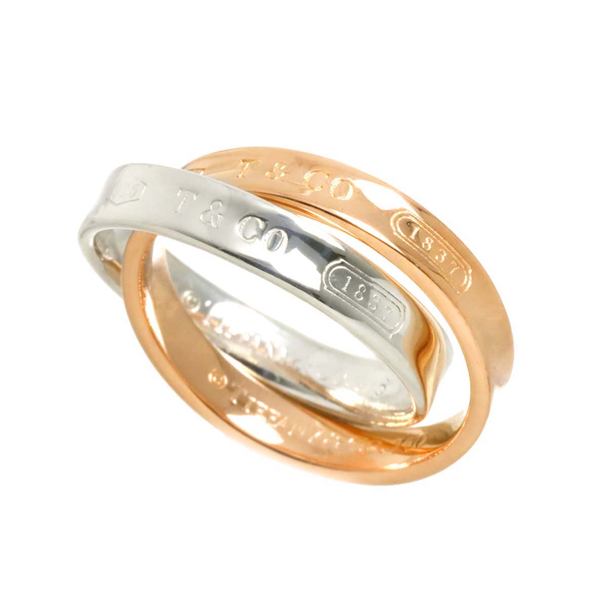 Interlocking Ring 18K PG 750 Silver 925 size3.75-4(US)