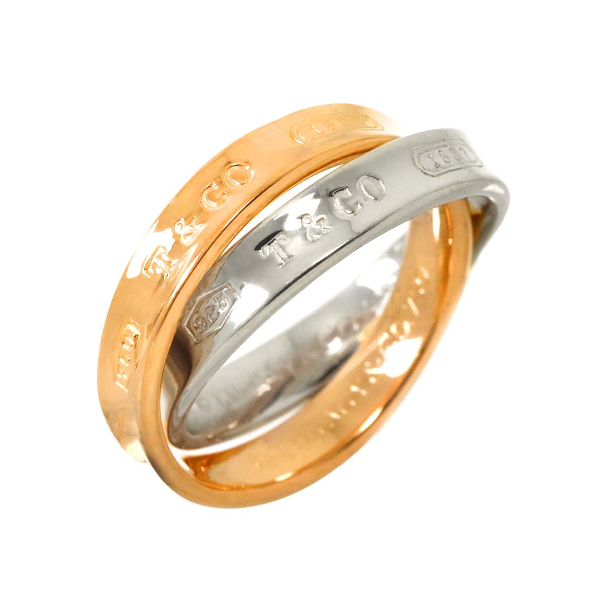Interlocking Ring 18K PG 750 Silver 925 size3.75-4(US)