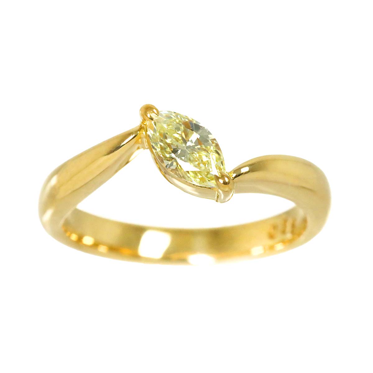 Diamond 0.38ct Ring 18K YG Yellow Gold 750 4.75-5(US)