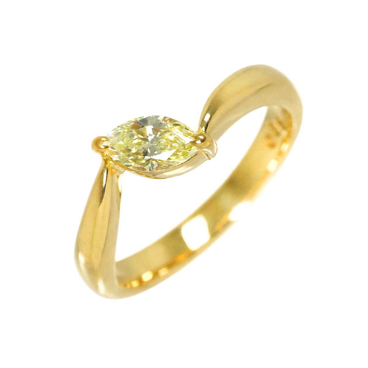 Diamond 0.38ct Ring 18K YG Yellow Gold 750 4.75-5(US)