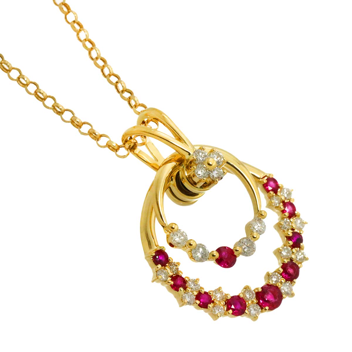 Ruby 0.77ct Diamond 0.59ct Ruby Necklace 18K YG 750