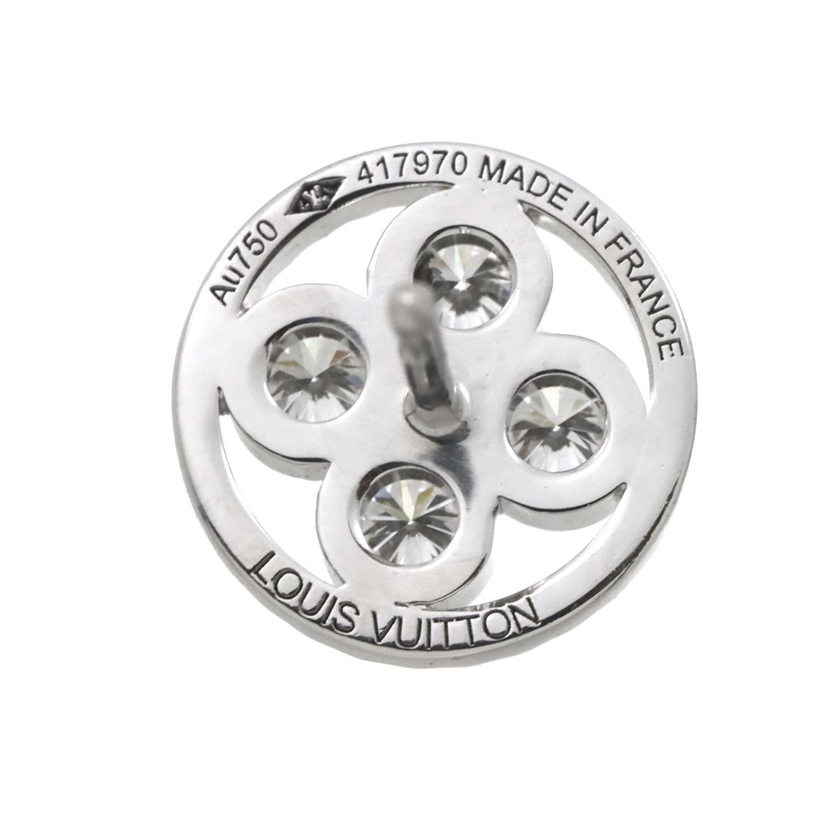 Diamond Blossom Flower Earring Pierced 18K WG 750