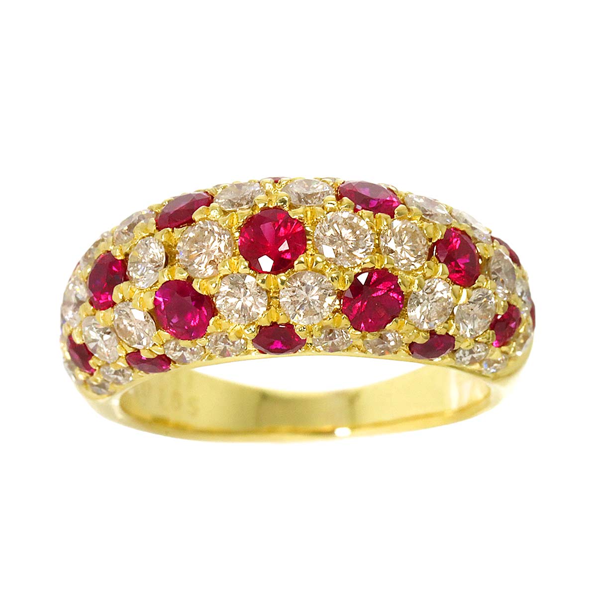 Ruby 1.51ct Diamond 1.65ct Ring 18K Yellow Gold 750 6.25-6.5(US)