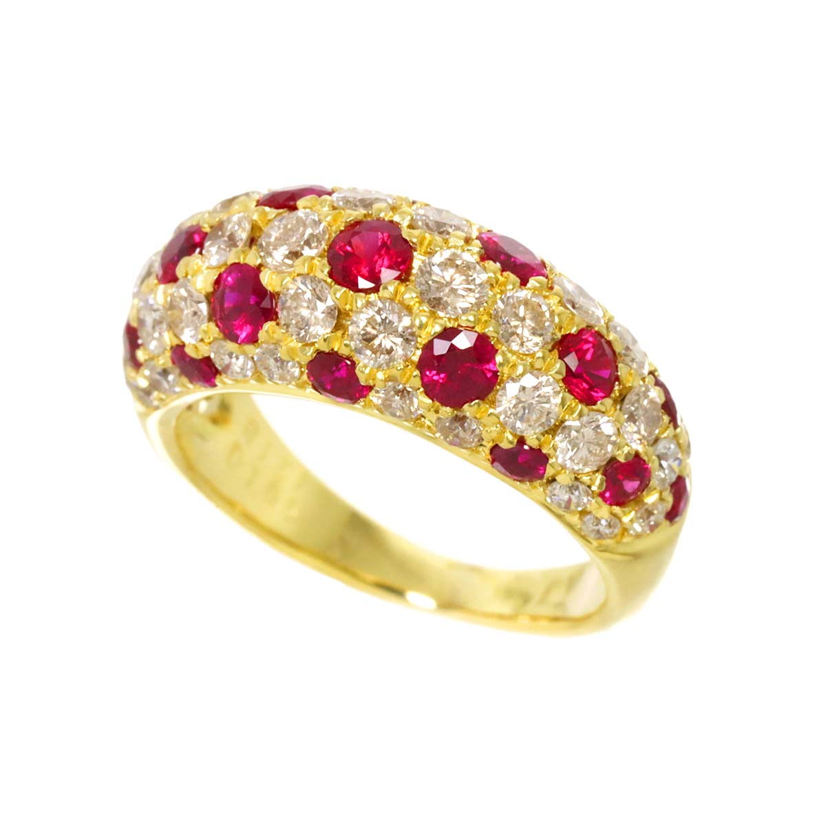 Ruby 1.51ct Diamond 1.65ct Ring 18K Yellow Gold 750 6.25-6.5(US)