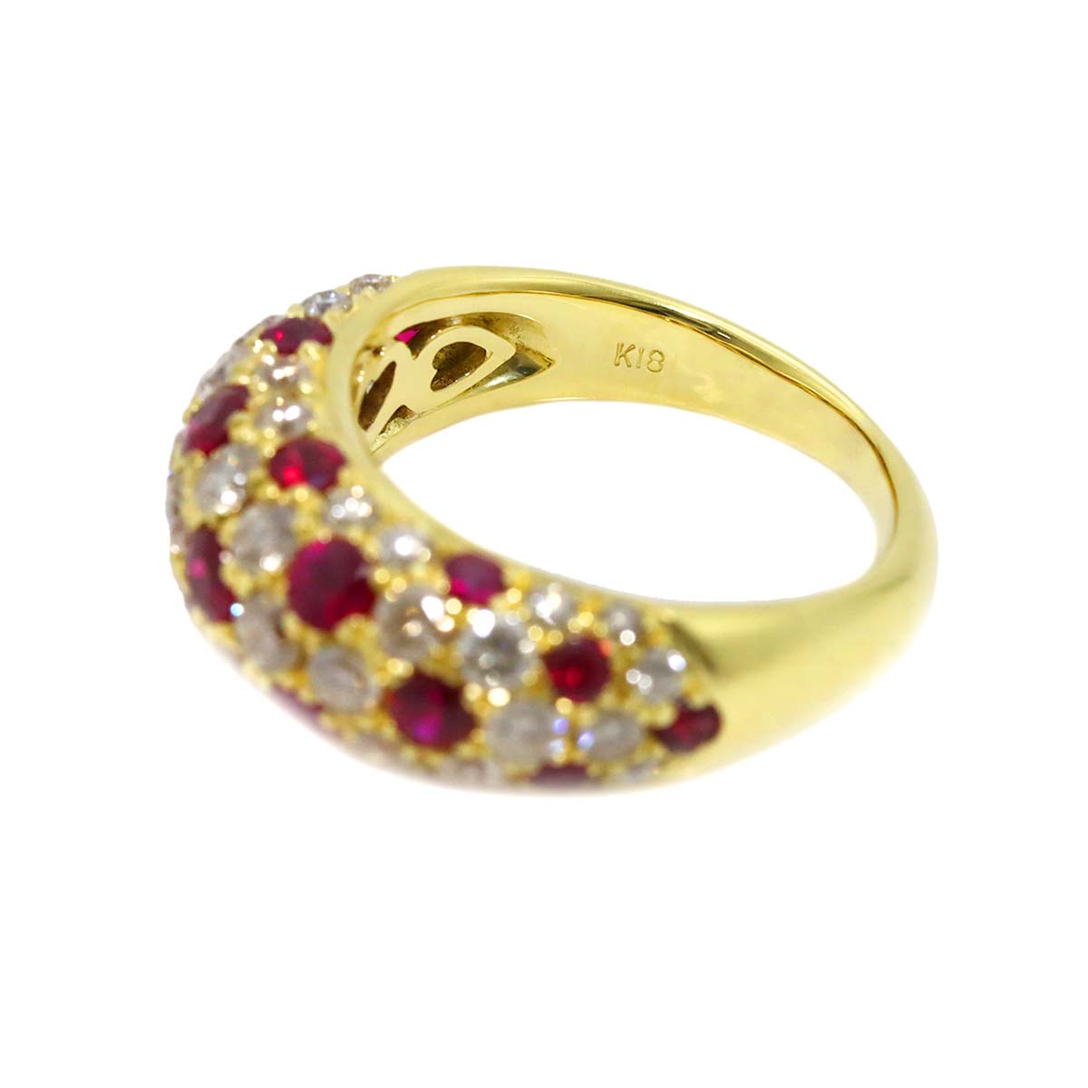 Ruby 1.51ct Diamond 1.65ct Ring 18K Yellow Gold 750 6.25-6.5(US)