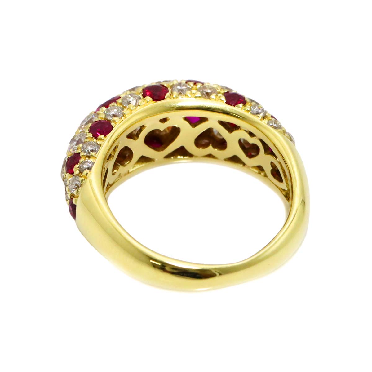 Ruby 1.51ct Diamond 1.65ct Ring 18K Yellow Gold 750 6.25-6.5(US)