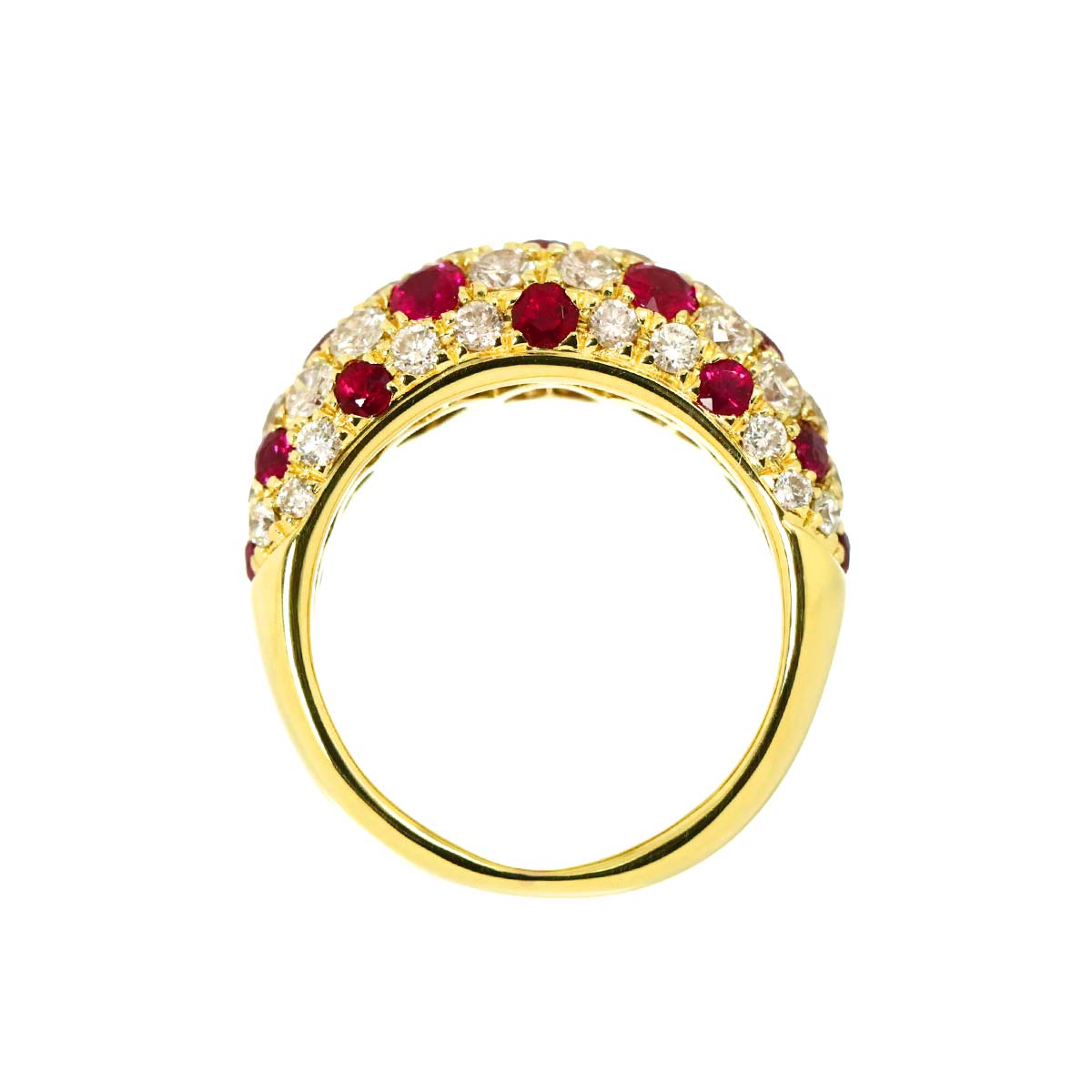Ruby 1.51ct Diamond 1.65ct Ring 18K Yellow Gold 750 6.25-6.5(US)