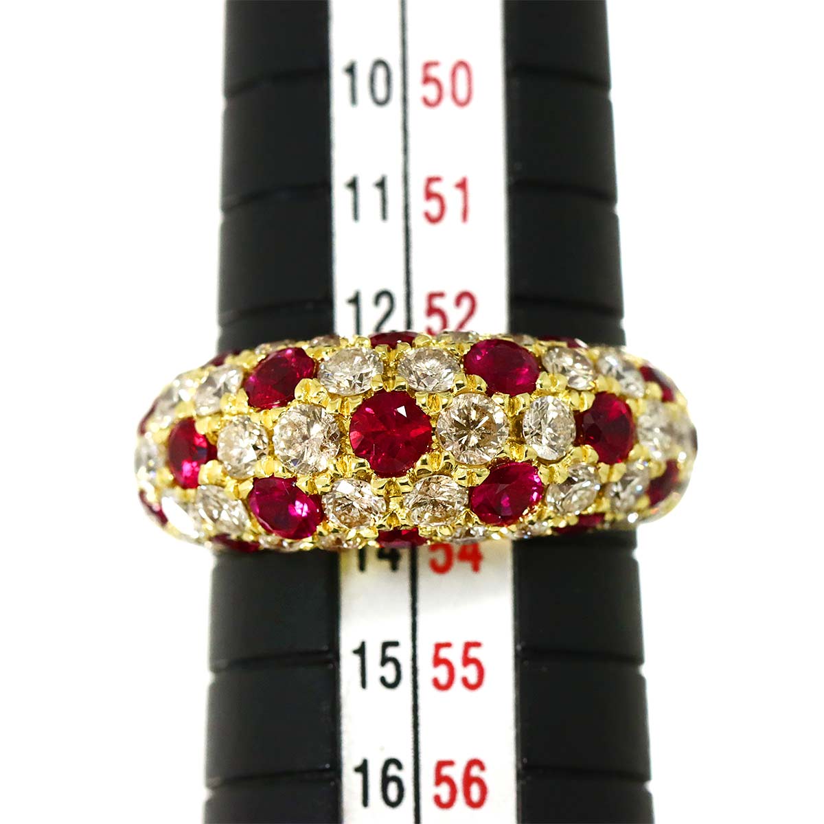 Ruby 1.51ct Diamond 1.65ct Ring 18K Yellow Gold 750 6.25-6.5(US)