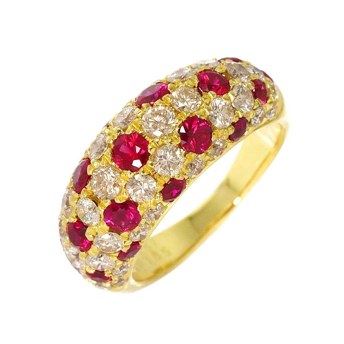 Ruby 1.51ct Diamond 1.65ct Ring 18K Yellow Gold 750 6.25-6.5(US)
