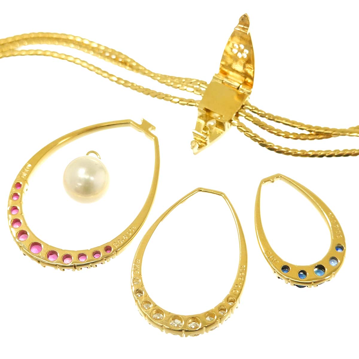 Akoya Pearl Multistone Necklace 18K YG 750