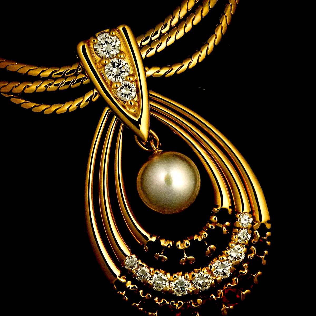 Akoya Pearl Multistone Necklace 18K YG 750