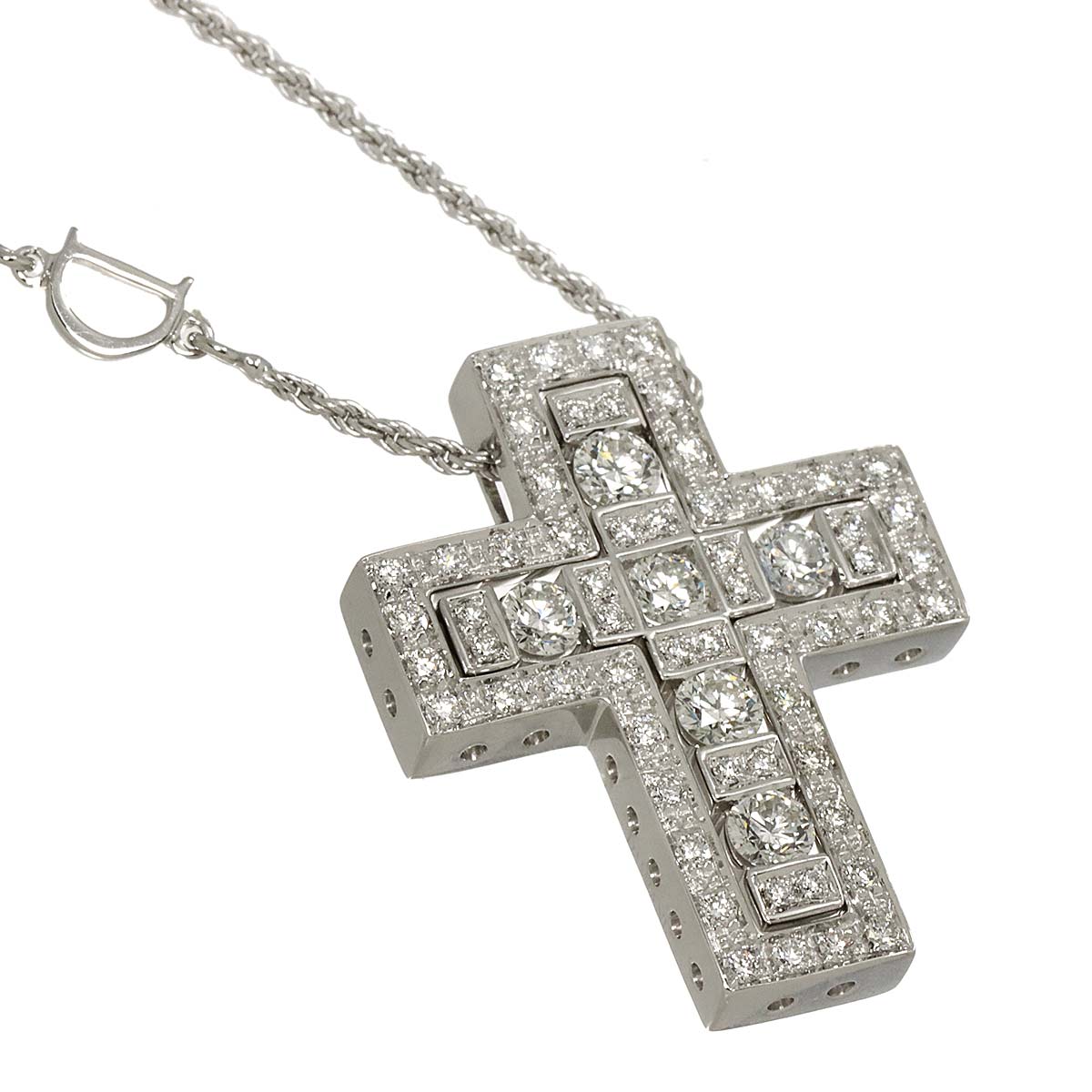 Belle Epoque Diamond Cross Necklace M 18K WG 750