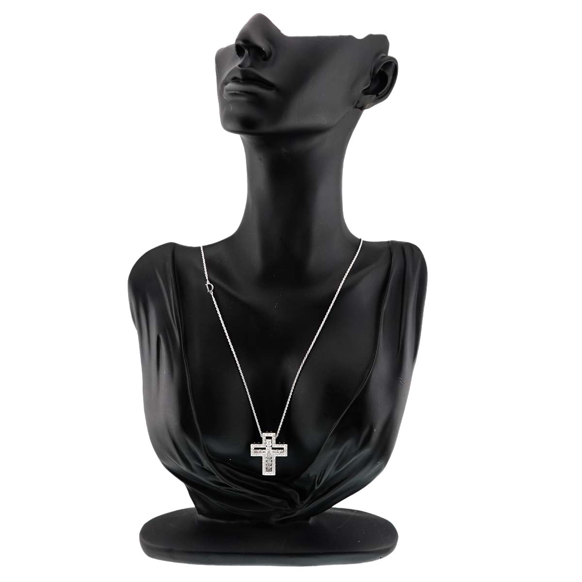 Belle Epoque Diamond Cross Necklace M 18K WG 750