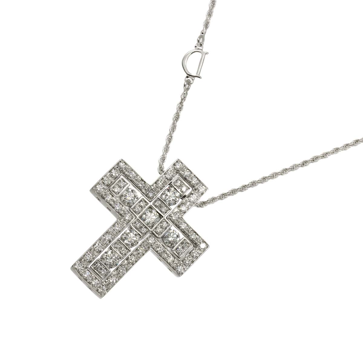 Belle Epoque Diamond Cross Necklace M 18K WG 750