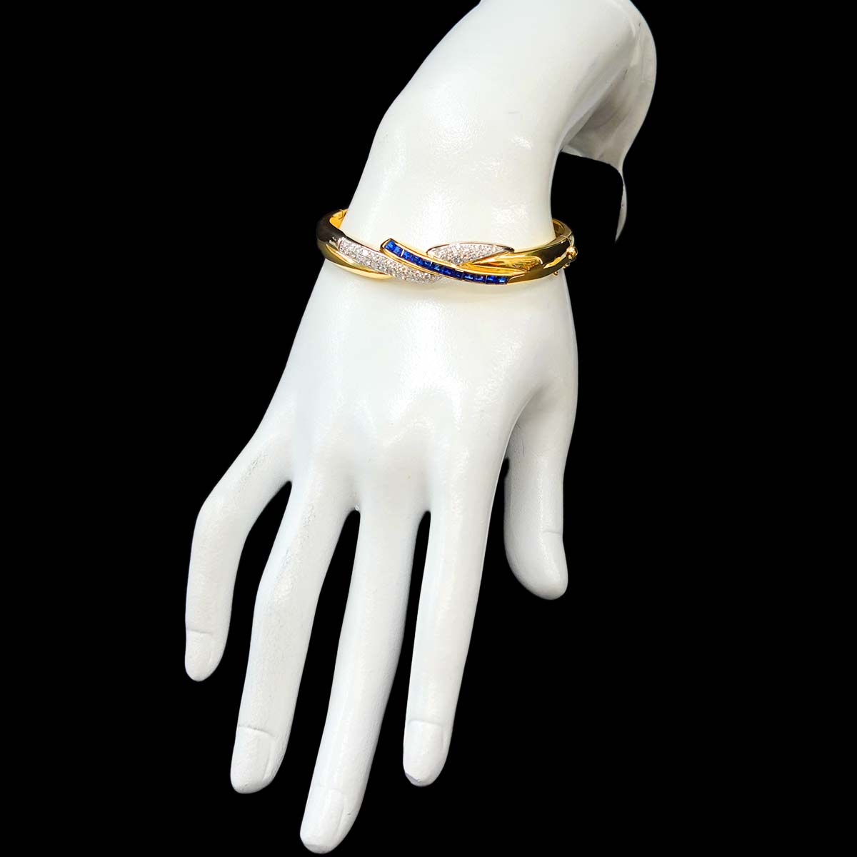 Sapphire Diamond 0.82ct Bangle Bracelet 18K YG 750