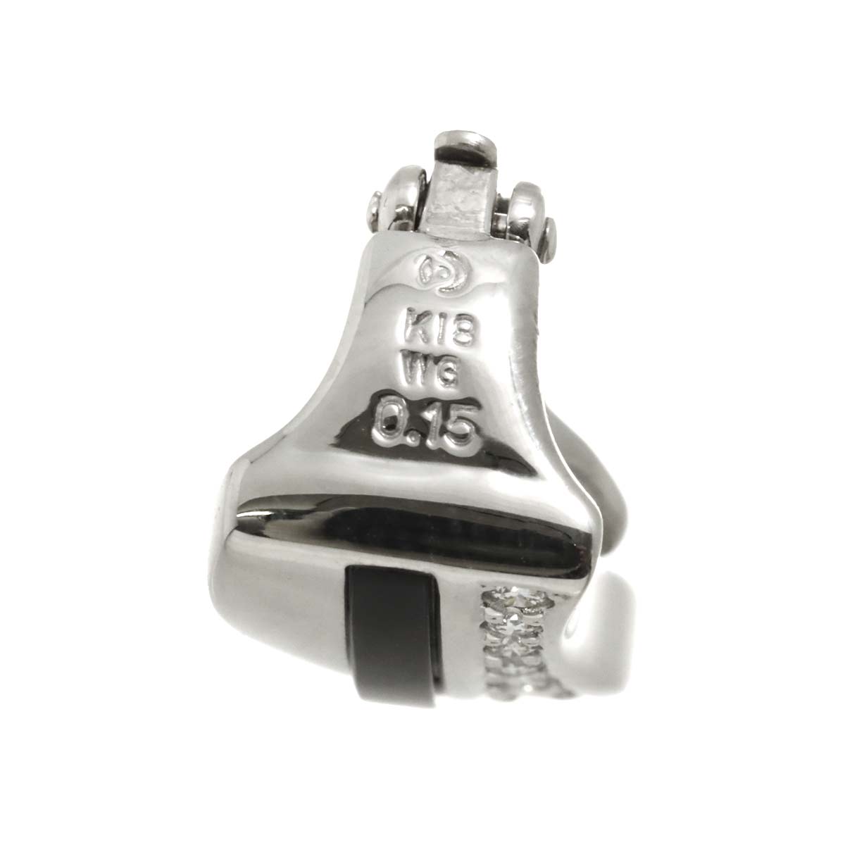 Diamond 0.15ct/0.15ct Onyx Earrings Clip on 18K White Gold 750