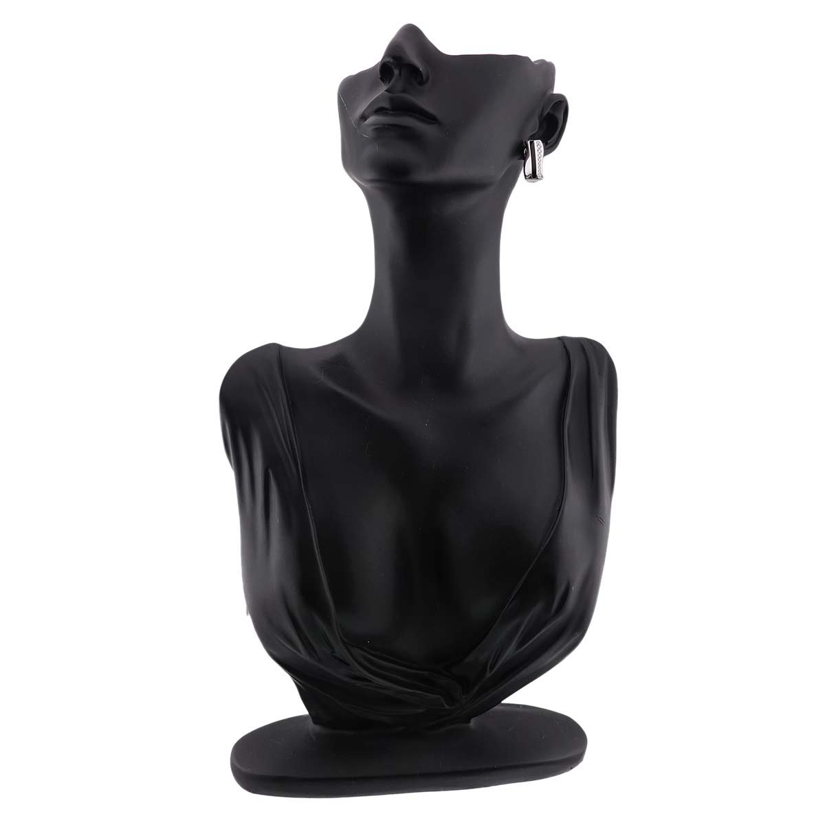 Diamond 0.15ct/0.15ct Onyx Earrings Clip on 18K White Gold 750